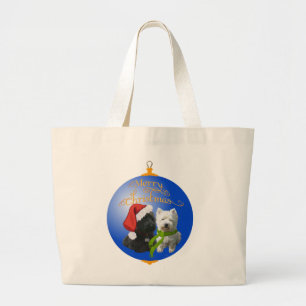 Grand Tote Bag Ornement de Noël Westie Scottie