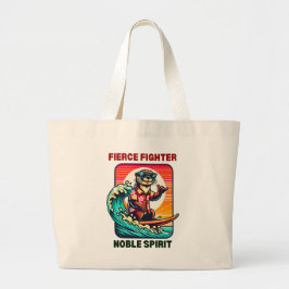 Grand Tote Bag Otter de surf cool en Chemise Hawaiienne