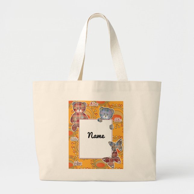 Grand Tote Bag ours en peluche, bébé (Devant)