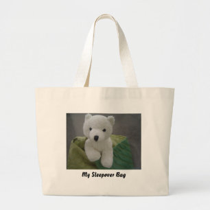 Grand Tote Bag Ours en peluche blanc