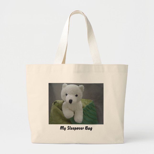 Grand Tote Bag Ours en peluche blanc (Devant)