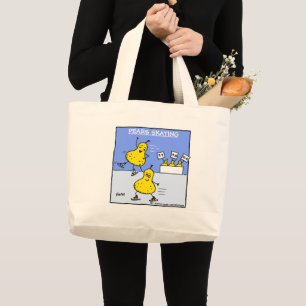 Grand Tote Bag Paires amusantes Patinage Poire Cartoon Art Figure