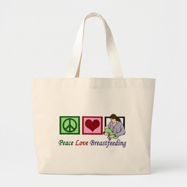 Grand Tote Bag Paix Amour Allaitement (Devant)