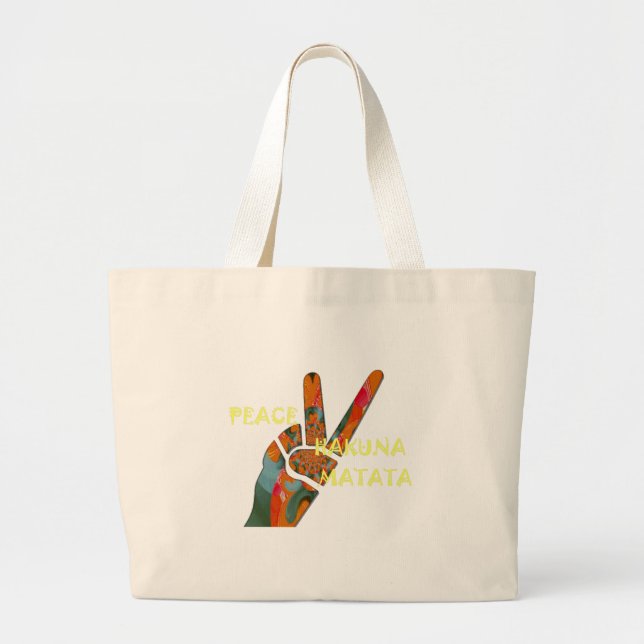 Grand Tote Bag Paix de Hakuna Matata (Devant)