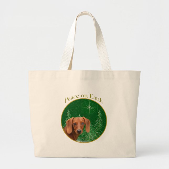 Grand Tote Bag Paix sur Terre Teckel (Devant)
