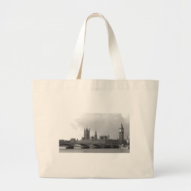 Grand Tote Bag Palais blanc noir de Westminster (Devant)