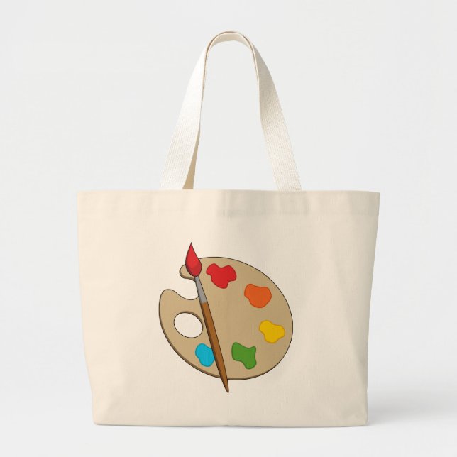 Grand Tote Bag Palette Artiste avec pinceau (Devant)