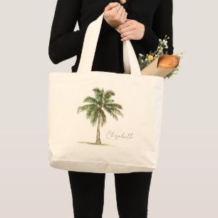 Grand Tote Bag Palmier de bord de mer personnalisé