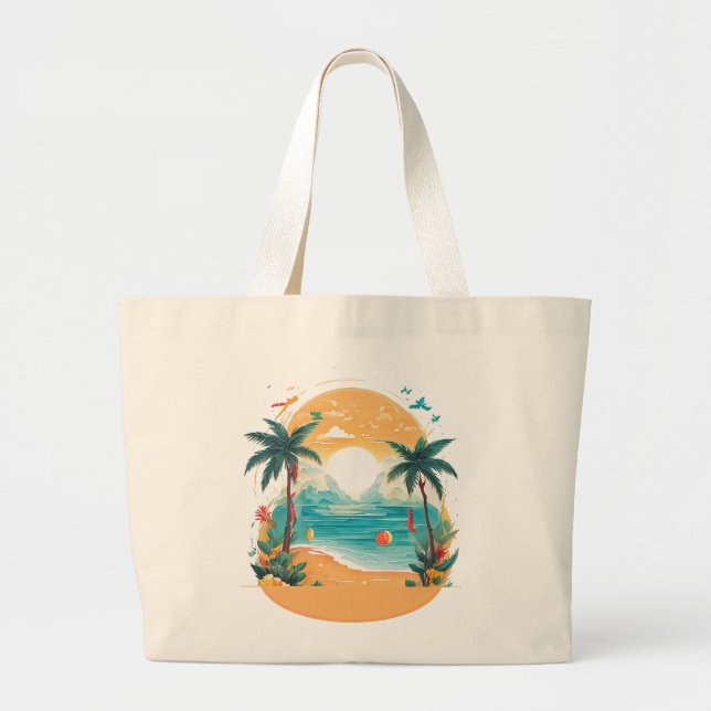 Grand Tote Bag Palmier de Sun Beach (Devant)