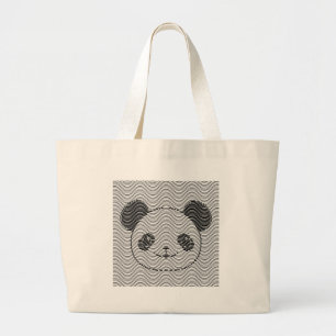 Grand Tote Bag Panda Porte Face Sur La Vague Motif