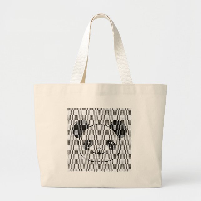 Grand Tote Bag Panda Porte Face Sur La Vague Motif (Devant)
