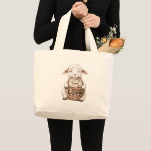 Grand Tote Bag Panier d'agneau Fleurs de marguerite