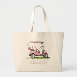 Grand Tote Bag Panier de golf Preppy Pink Personnalisé