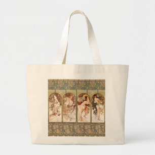 Grand Tote Bag Panneau Art nouveau Les Quatre Saisons d'Alphonse 