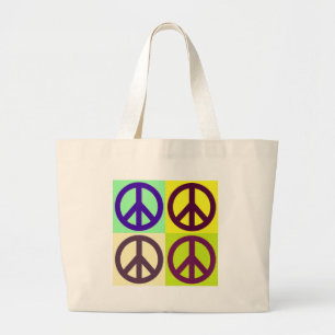Grand Tote Bag Panneau de Paix Pop Art