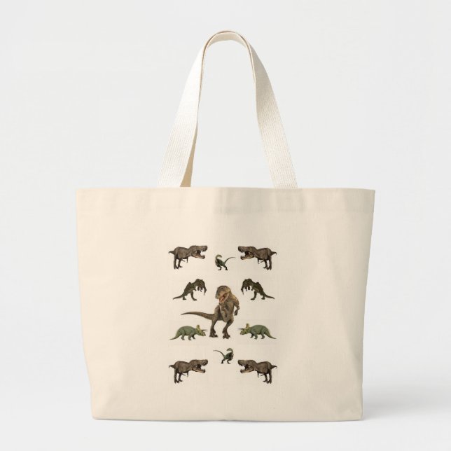 Grand Tote Bag Papier Dinosaure (Devant)