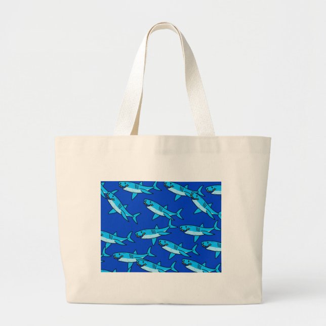 Grand Tote Bag Papier peint de requin (Devant)