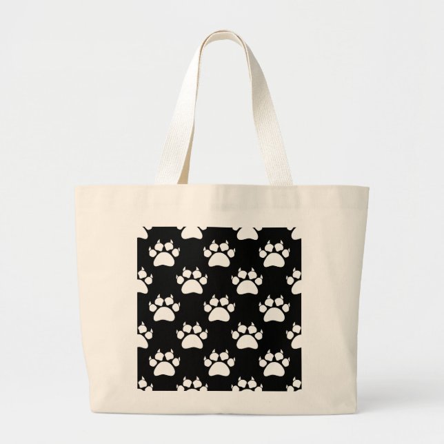 Grand Tote Bag Papiers et Motifs blancs pour chats Imprimer (Devant)