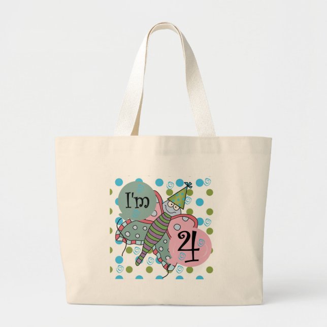 Grand Tote Bag Papillon 4e anniversaire Tshirts et cadeaux (Devant)