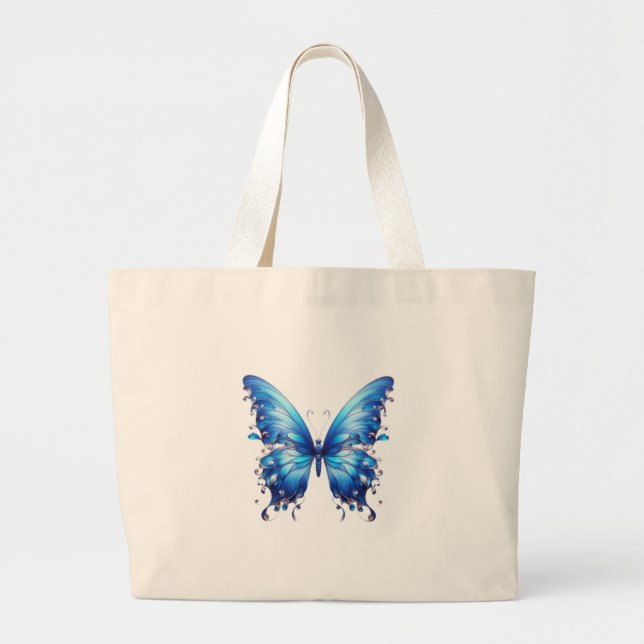 Grand Tote Bag papillon bleu (Devant)
