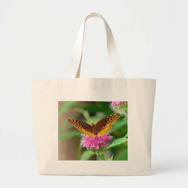 Grand Tote Bag Papillon de contrôle argenté (Devant)