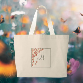 Grand Tote Bag Papillon en terre cuite Sage Script Monogramme
