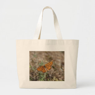 Grand Tote Bag Papillon tacheté orange et noir