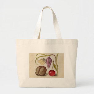 Grand Tote Bag Papillons noix Fleur Cerisier Aquarelle Art