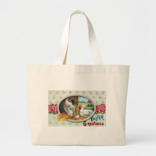 Grand Tote Bag Pâques Salutations Poulets
