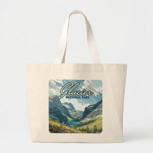 Grand Tote Bag Parc national des Glaciers Montana Lake Retro