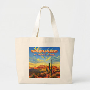 Grand Tote Bag Parc national du Saguaro Arizona Désert Cactus Rét