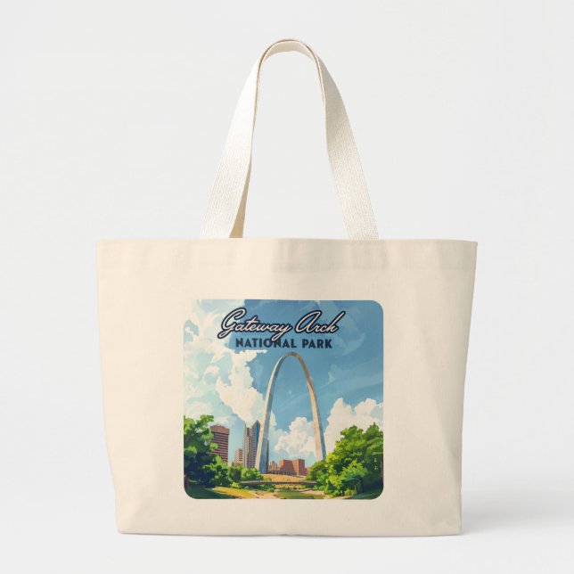 Grand Tote Bag Parc national Gateway Arch Missouri St Louis Retro (Devant)