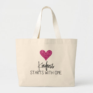 Grand Tote Bag Parties scintillant rose coeur gentillesse