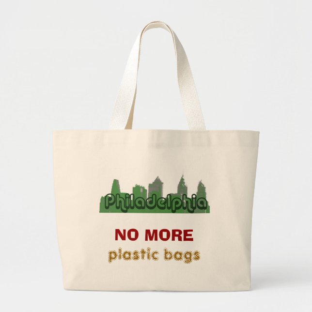 Grand Tote Bag Pas plus de sachets en plastique (Devant)