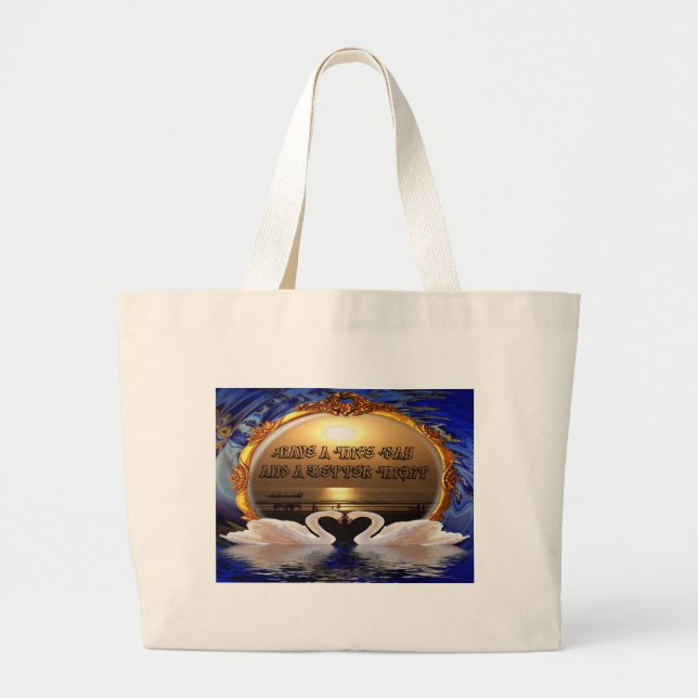 Grand Tote Bag Passez une bonne journée et une bonne nuit.argent (Devant)