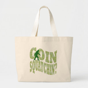 Grand Tote Bag Patchine ? texte & camo vert