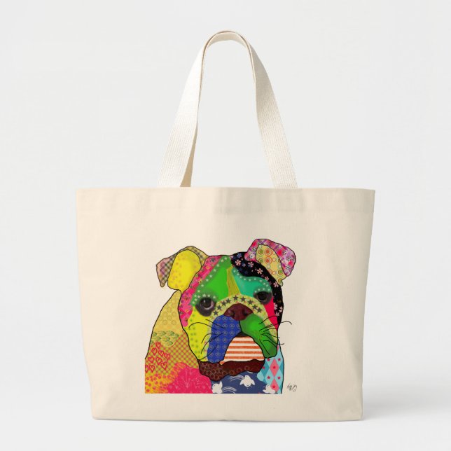 Grand Tote Bag Patchwork Bulldog (Devant)