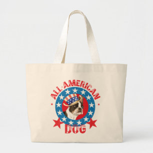 Grand Tote Bag Patriotique Boston Terrier
