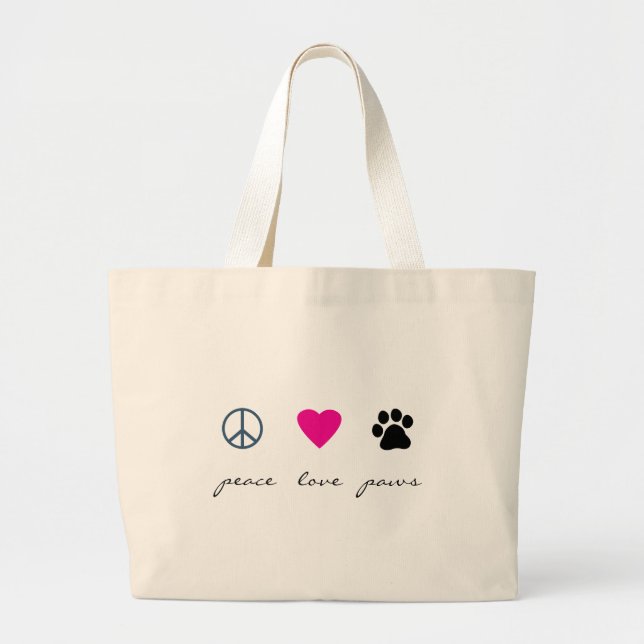 Grand Tote Bag Pattes d'amour de paix (Devant)