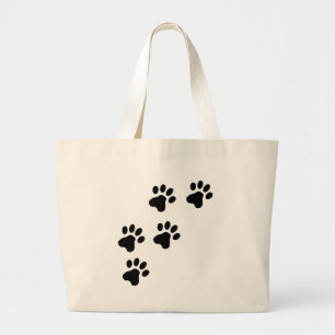 Grand Tote Bag pattes de chien mignonne noire