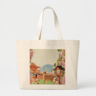 Grand Tote Bag Paysage JAPONAIS cerf sacré de Nara temple