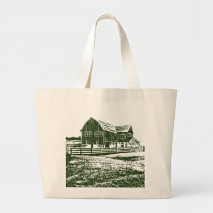 Grand Tote Bag Paysage rural maison de ferme de style coupe