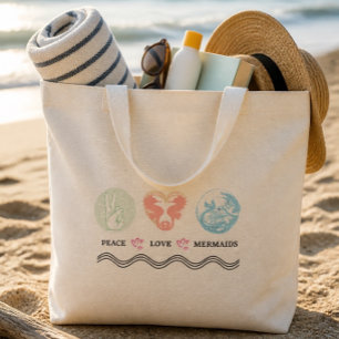 Grand Tote Bag Peace Love Mermaids Jumbo Fourre-tout