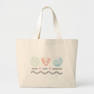 Grand Tote Bag Peace Love Mermaids Jumbo Fourre-tout