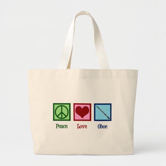 Grand Tote Bag Peace Love Oboe (Devant)