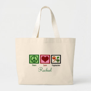 Grand Tote Bag Peace Love Vegetarian Personalized