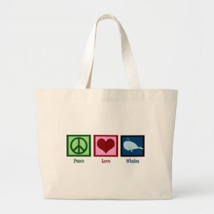Grand Tote Bag Peace Love Whales