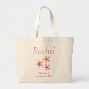Grand Tote Bag Pêche Florale Numéro 1 Homeschool Maman