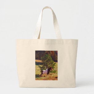 Grand Tote Bag Peint Poney par le pin