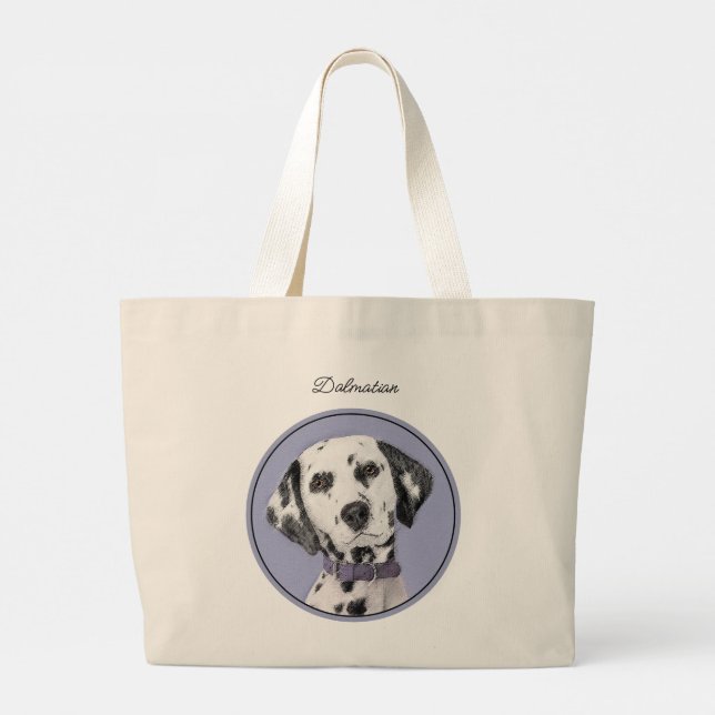 Grand Tote Bag Peinture Dalmatienne Spotted Jote Original Chien A (Dos)
